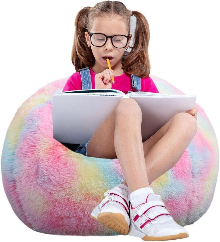 Fluffy Bean Bag Chair for Kids 2.5FT Memory Foam Faux Fur Rainbow6