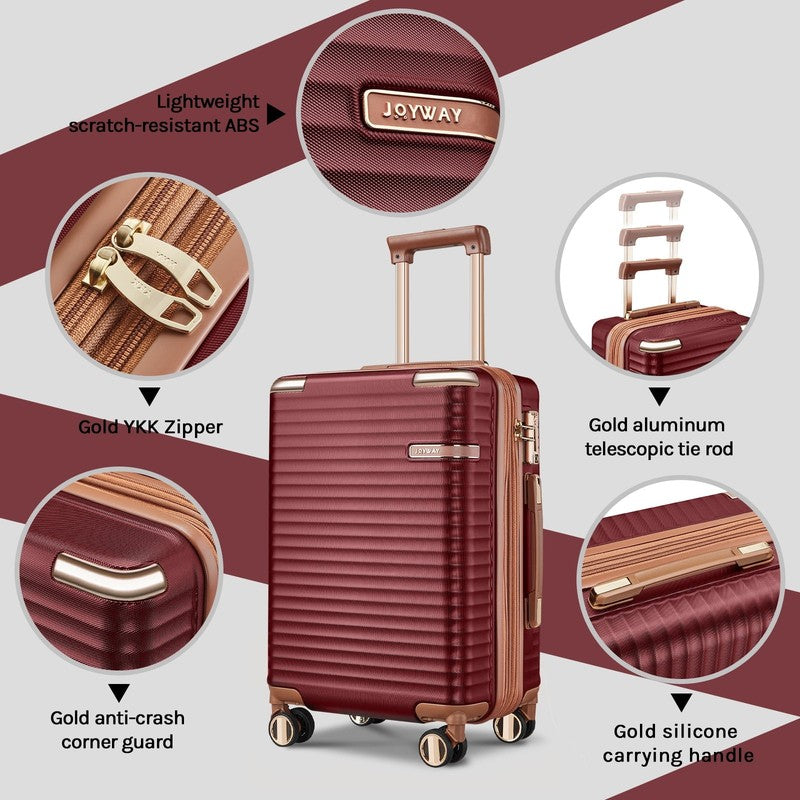 3-Piece Carry-On Luggage Set with Swivel TSA Lock and Leather Carry Bag1