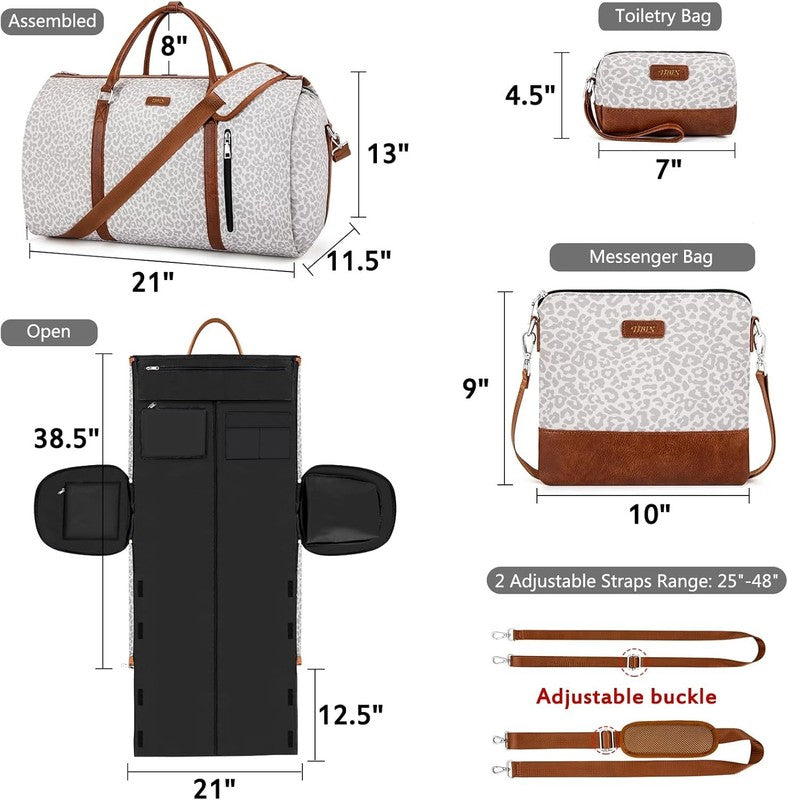 2in1 Garment Duffle Bag Shoe Compartment 4Pc Set Travel Carry On4