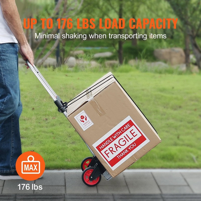 Folding Hand Truck Aluminum Luggage Trolley Cart Dolly 176 Lbs Bungee Cord1