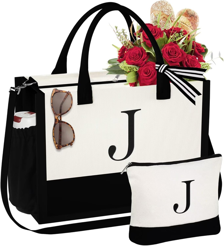Christmas Gifts for Women - Initial Tote Bag & Makeup Bag, Womens Christmas Stoc10