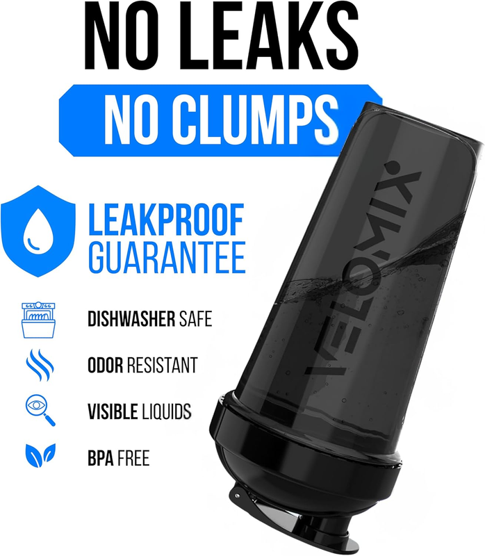 2 Pack 28oz Protein Shaker Bottles Wire Whisk Leakproof Black Clear2