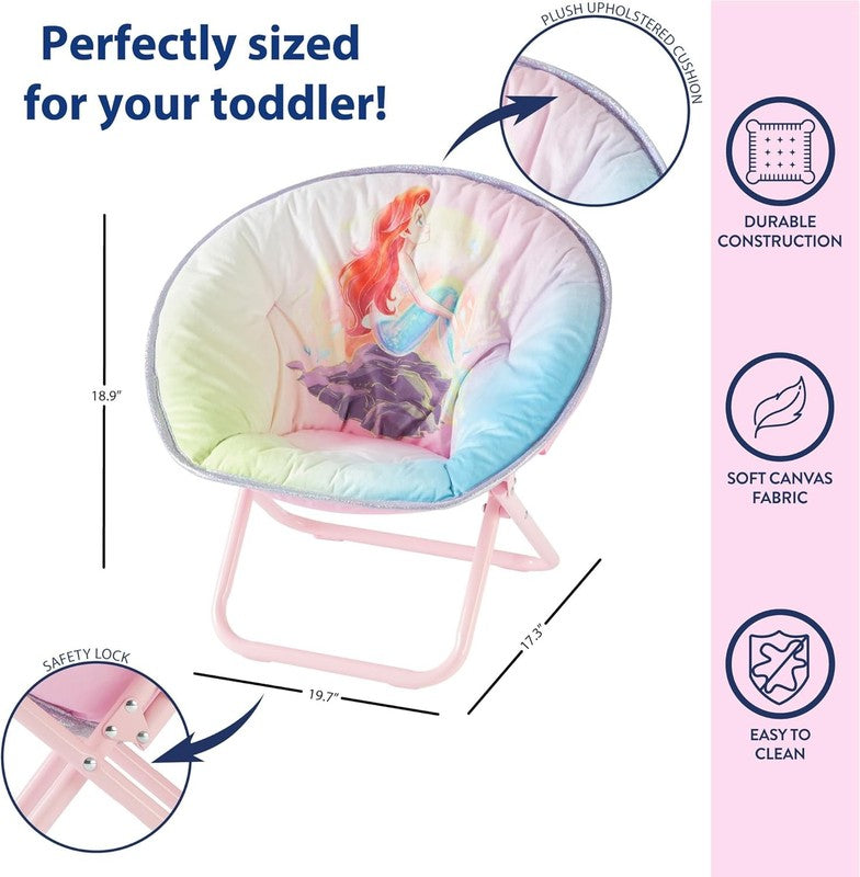 Disney Little Mermaid 19” Folding Toddler Saucer Chair Kids Cushion 3+2