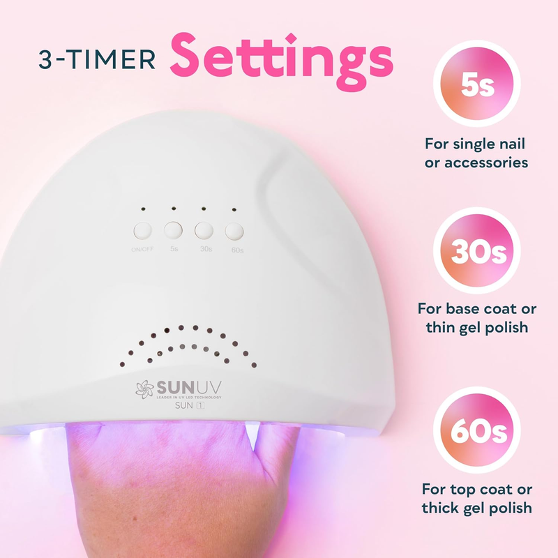UV LED Nail Lamp, Gel Light for Nail Polish UV Dryer with 3 Timers Sunone White2