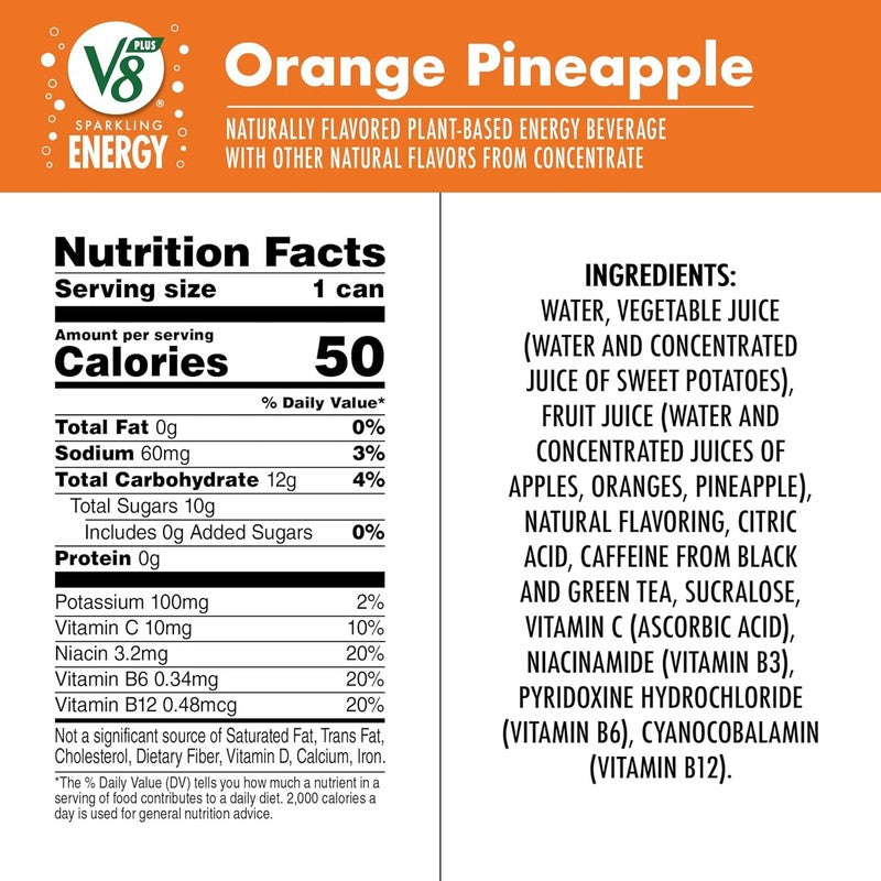 Energy Sparkling Orange Pineapple Juice Energy Drink, 11.5 Fl Oz Can (12 Pack)1