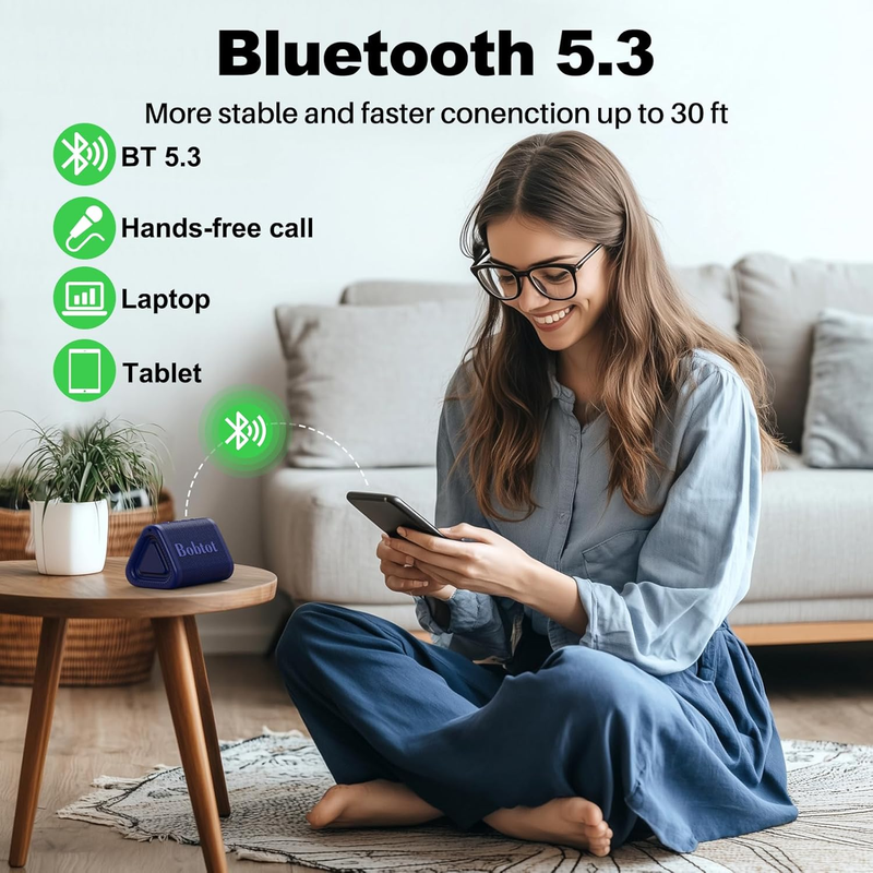 Portable Bluetooth Speaker Wireless, IPX7 Small Shower Speaker Waterproof, 15H P4