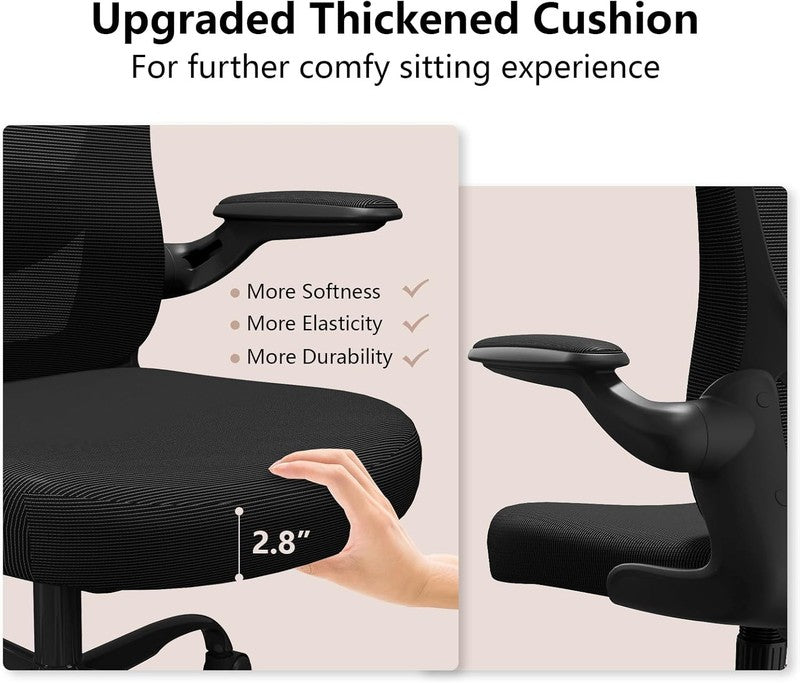Ergonomic Mesh Office Chair Adjustable Height Flip Up Arms Lumbar Swivel3