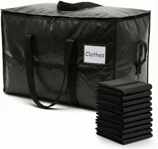 10-Pack Moving Bags, Large Storage Totes with Zipper Lids, Heavy-Duty Reusable f0