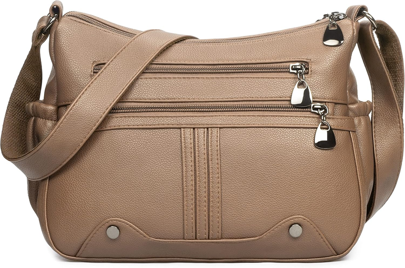 Women Soft PU Leather Crossbody Bag Multi Pocket Shoulder Handbag Tote Satchel10