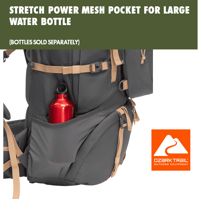 60L Adult 420D Hexagon/600D Polyester Hiking Backpack with Multiple Pockets, Tan6
