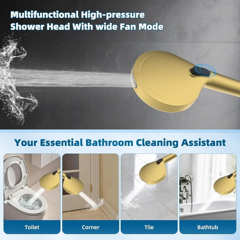 10" Rain Shower Head Combo Handheld 10 Spray 16" Arm Brushed Gold6