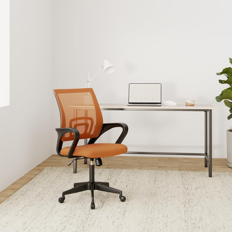 Ergonomic Office Chair Mid Back Swivel Desk Chair Lumbar Support Orange1
