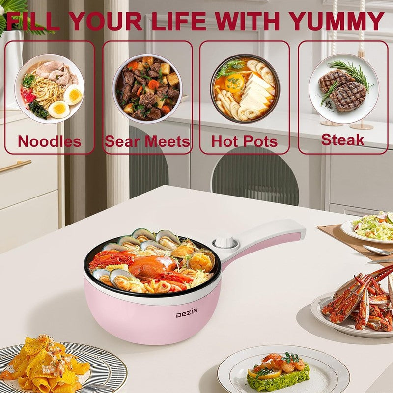 Electric Hot Pot 1.5L Mini Non Stick Sauté Pan Portable Adjustable Power5