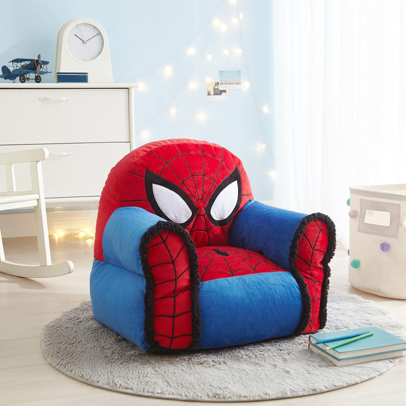 Spiderman Bean Bag Chair Red Medium Kids 3+ Sherpa Trim Polyester1