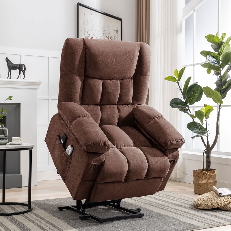 Power Lift Recliner Chair Heat Massage Infinite Position USB Port Brown0