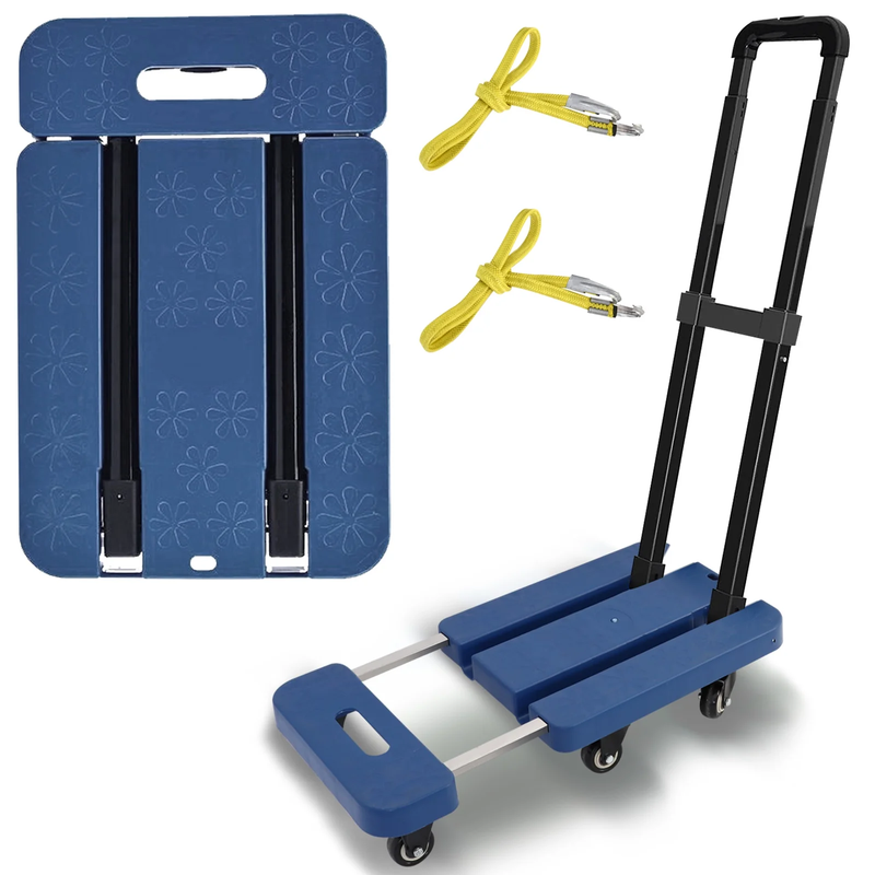 BAOKALER Folding Hand Truck Heavy Duty Dolly Cart 6 Wheels Foldable Blue0