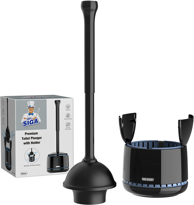 Toilet Plunger with Holder, Heavy Duty Toilet Plunger and Holder Combo for Bathr8
