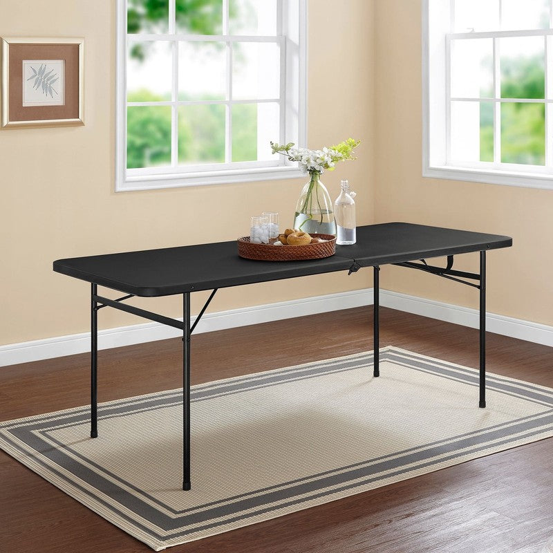 6 Foot Bi Fold Plastic Folding Table Black8