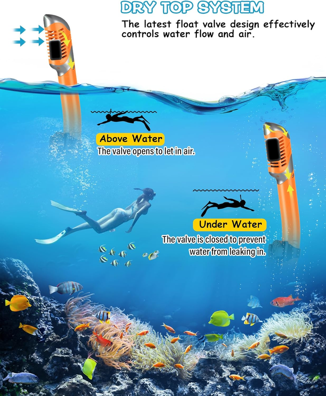 Dry Snorkel Set Panoramic Wide View Anti-Fog Diving Mask Snorkeling Gear3