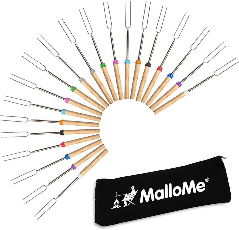 Camping Smores Kit 32” 20 Pack Marshmallow Roasting Skewers Fire Pit10