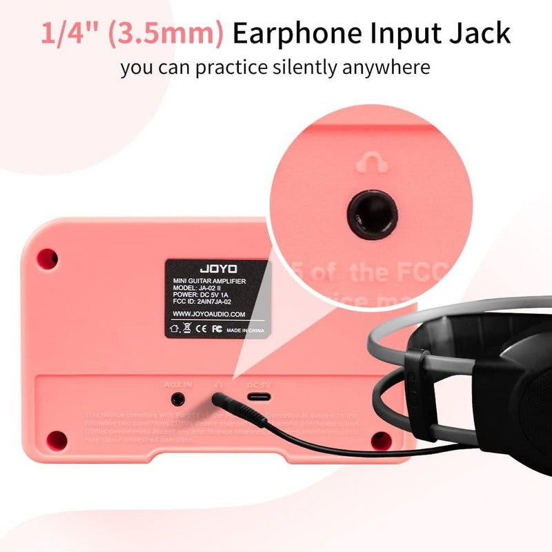 JA-02 II Mini Guitar Amp, 5W Bluetooth Rechargeable Practice Amplifier (Pink)2