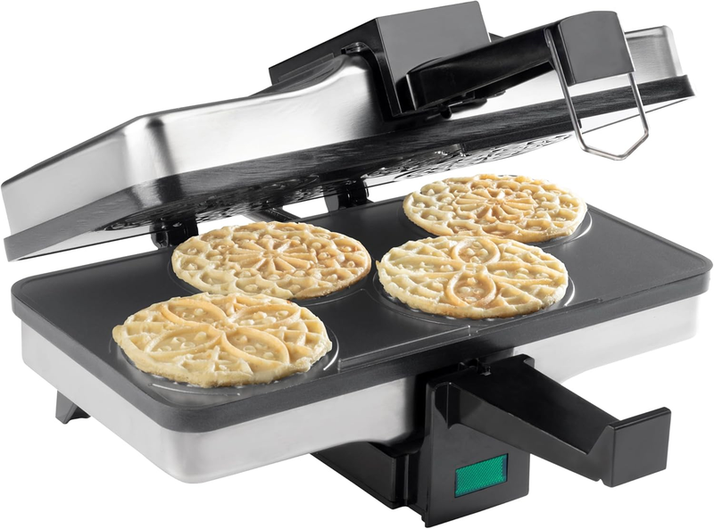 Piccolo Pizzelle Baker  Nonstick Electric Press Makes 4 Mini Holiday Cookies at 1