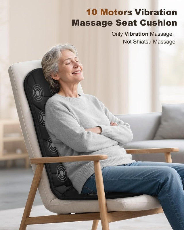 Back Massager Seat Cushion w/ Heat 10 Motors 5 Modes Timer Chair Pad1