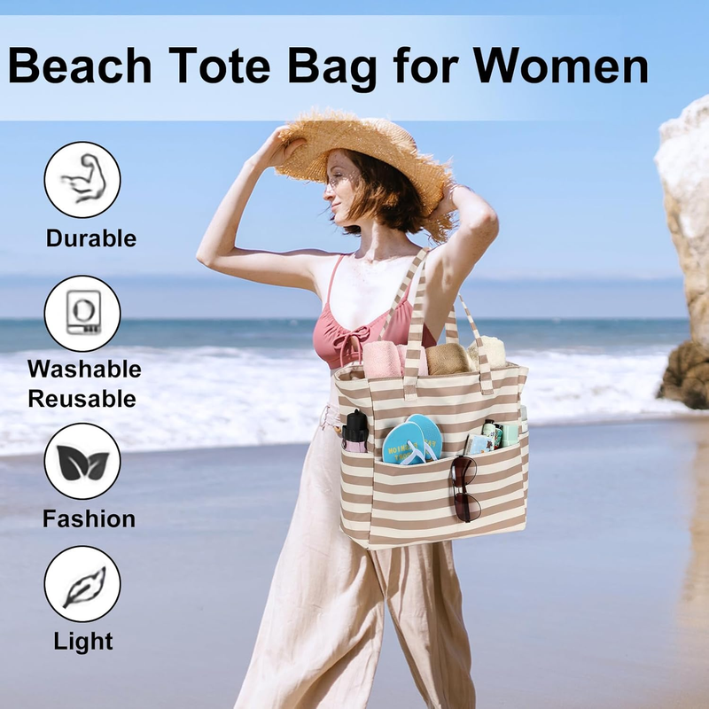 Large Beach Tote Bag Women Waterproof Sandproof Pool Gym Travel Bag4