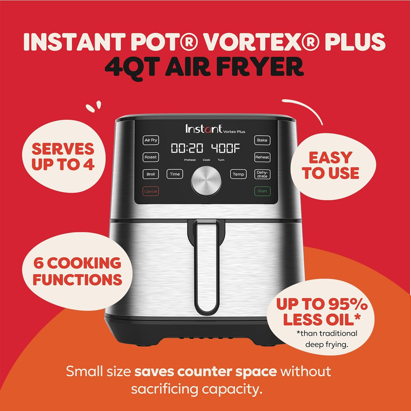 4QT Vortex Plus 6 in 1 Mini Air Fryer Air Fry Roast Bake Reheat Crisp1