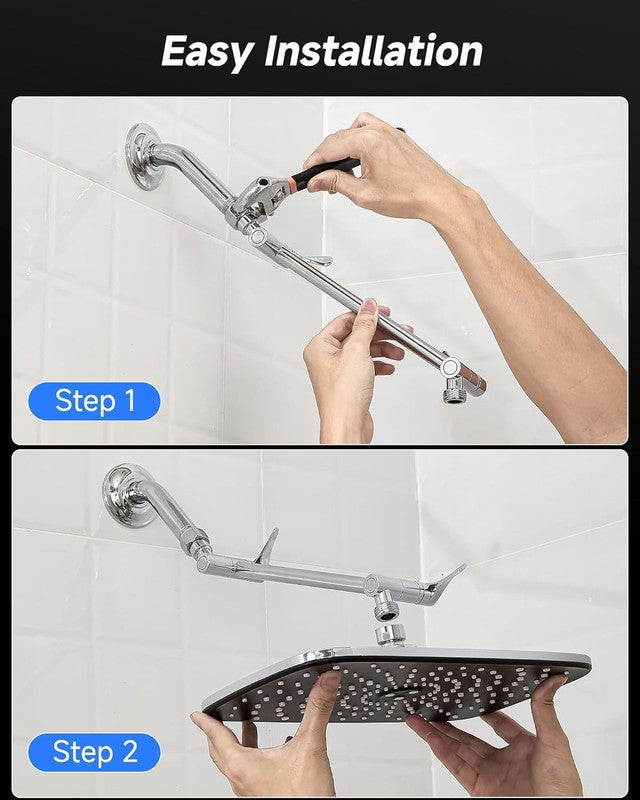11.8" Rectangular Rain Shower Head w/ 11" Arm, High Pressure, Chrome5