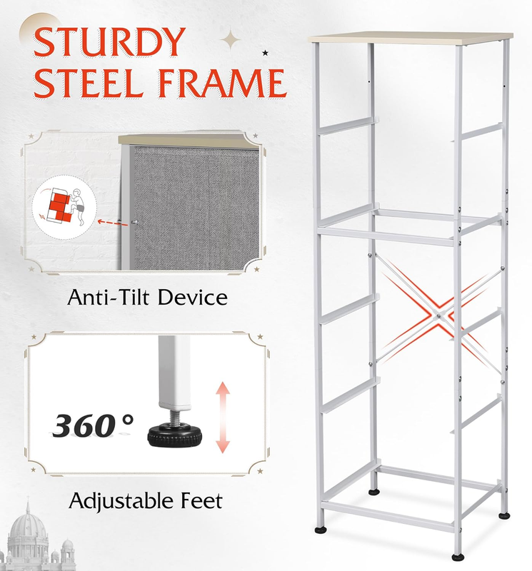 5 Drawer Tall Fabric Dresser Organizer Chest Steel Frame Light Grey6