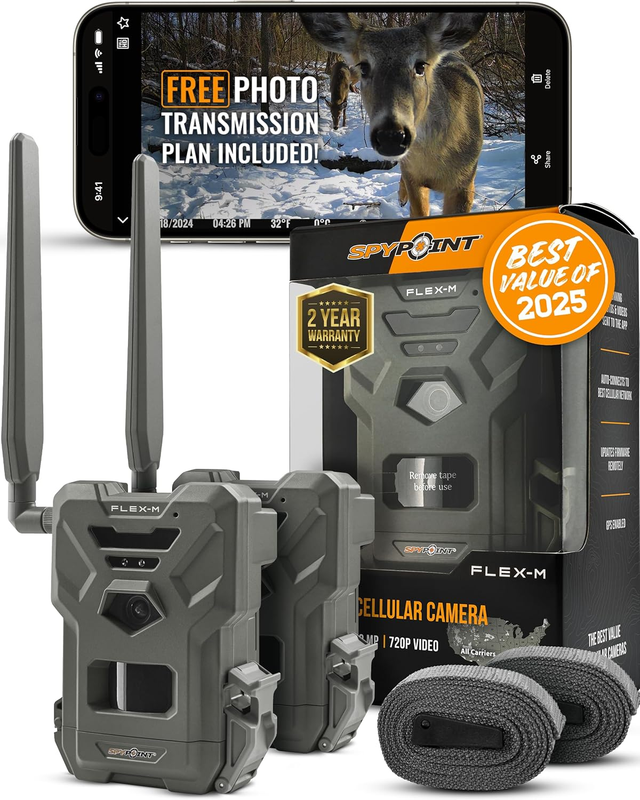 Flex-M Twin Pack Cellular Trail Cameras 28MP 720P Night Vision Dual SIM LTE IP650