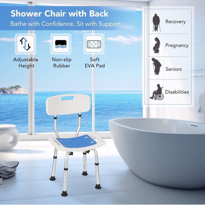 Adjustable Shower Chair with Backrest & EVA Seat for Seniors Elderly1