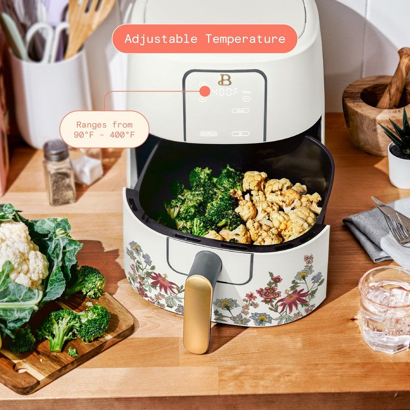 6 Qt Air Fryer w/ Turbocrisp Technology Evergood Ceramic Nonstick White Flower8