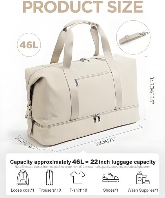 21in Women Weekender Duffle Bag 2Pc Canvas Leather Carry On Shoe Compartment1