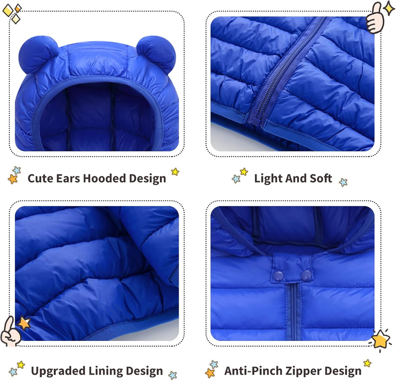 Toddler Baby Winter Coat Bear Hood Puffer Jacket 6M 3T Boys Girls Warm4