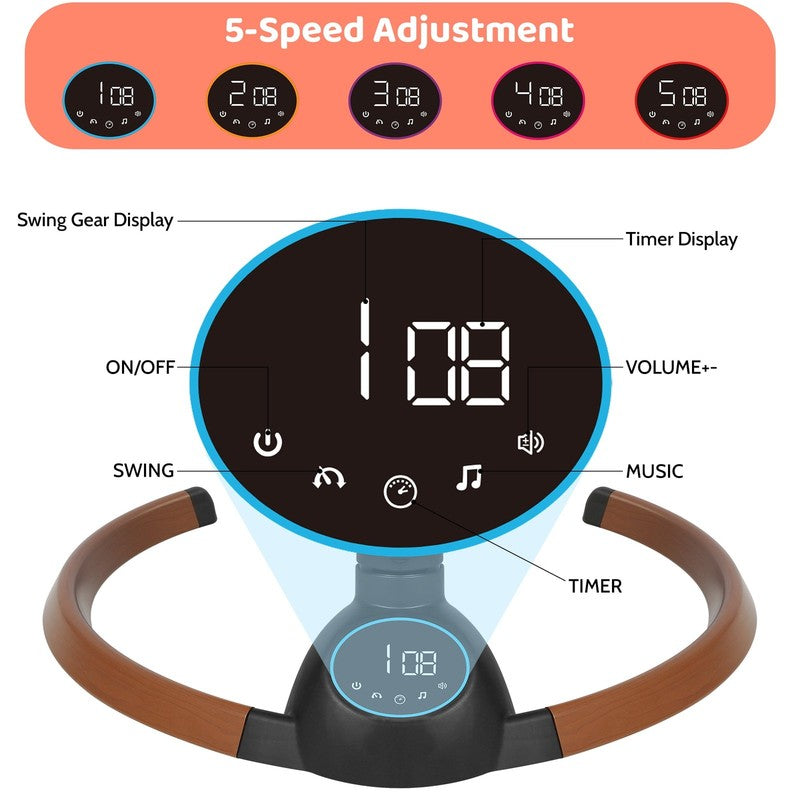 Baby Swing for Infants Bluetooth Control 5 Point 5 Speeds 10 Lullabies Grey7