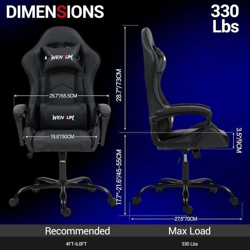 Massage Gaming Chair, Ergonomic PC Desk Chair with Headrest and Massage Lumbar S2