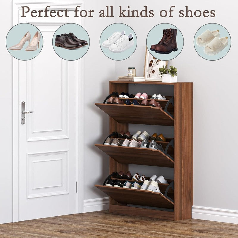 Shoe Cabinet 3 Flip Drawers Slim Narrow Organizer Entryway Hallway Closet3