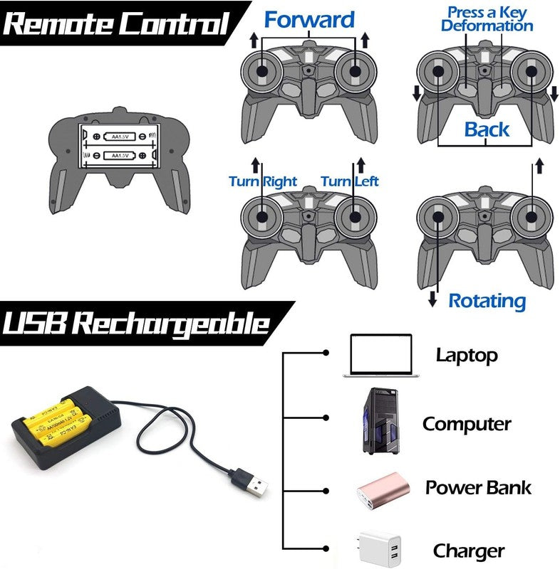 Remote Control Car   Transform Robot Toys for Boys Teens, Rechargeable RC Car wi6
