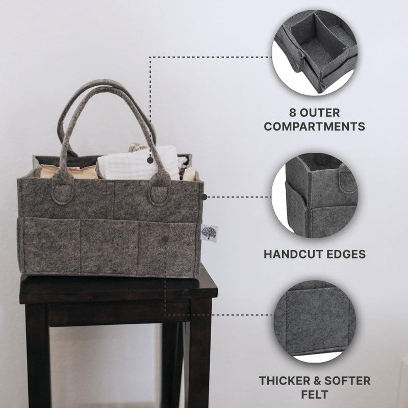 Parker Baby Diaper Caddy Nursery Storage Bin & Car Organizer Charcoal3