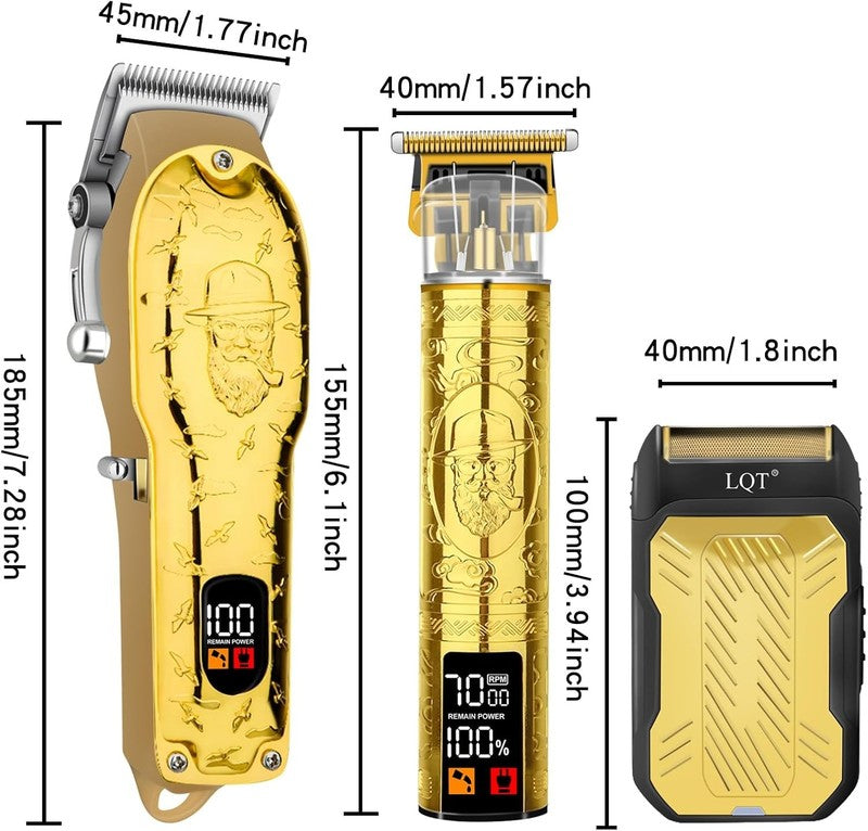 Gold Professional Hair Clipper Set for Men - Cordless Grooming Kit6