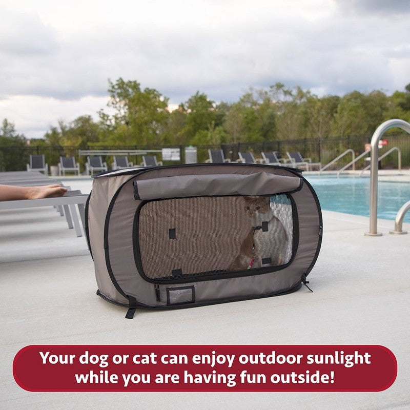 Medium Soft-Sided Pop-Open Cat & Dog Travel Kennel, Gray6
