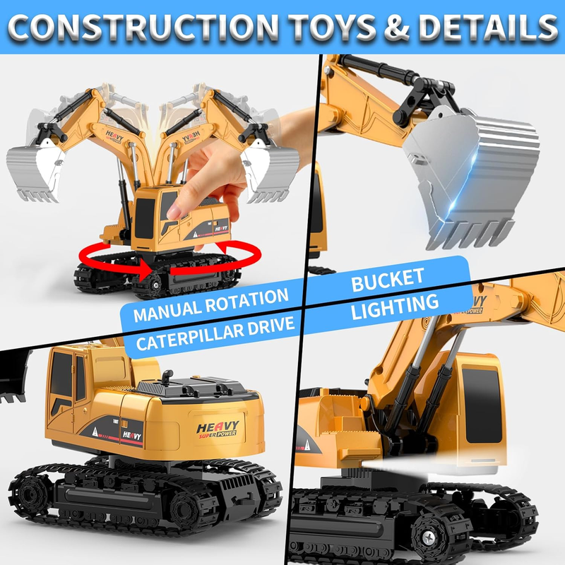 Remote Control Excavator Dump Truck Toy Set Construction Vehicles Kids3