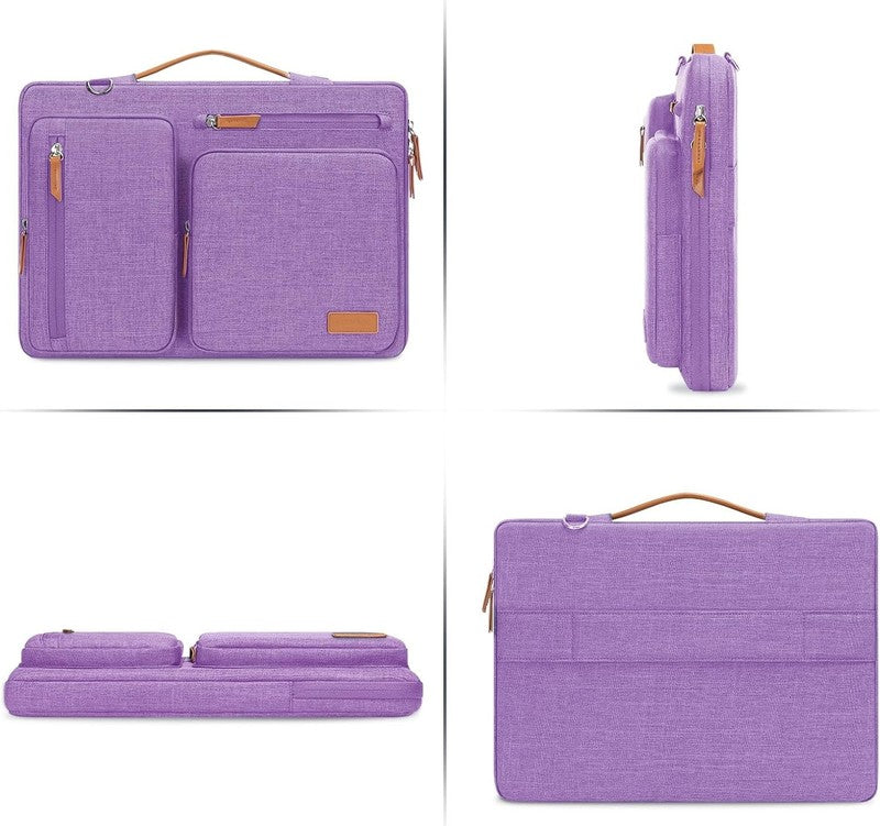 15.6 Inch Laptop Shoulder Bag 360 Protective Messenger 4 Zipper Pockets6