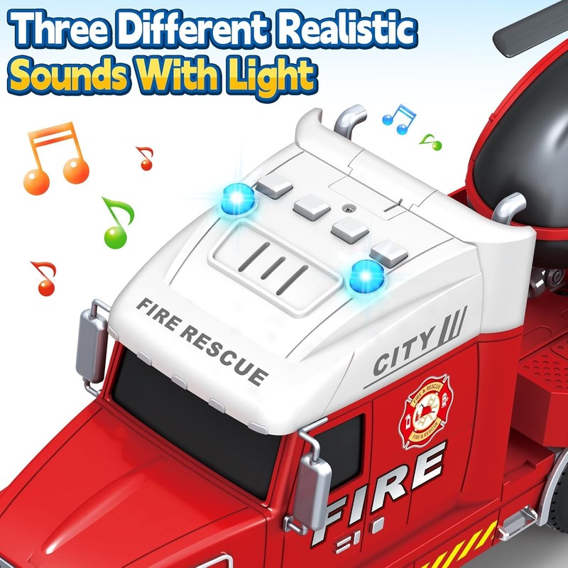 Toddler Boys Toys, 3 4 5 Large Fire Truck Toys with Lights Sounds, Truck Car wit4