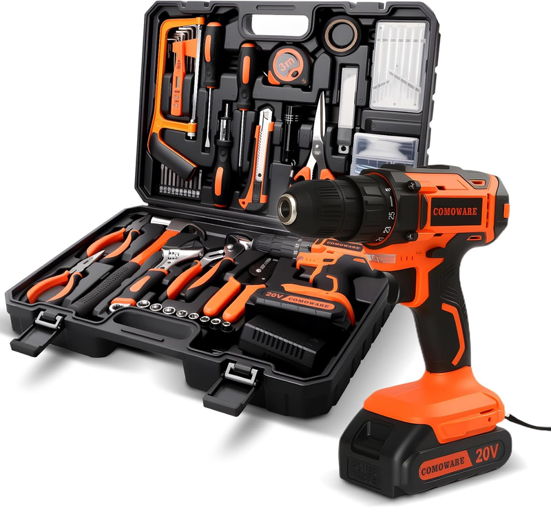 20V Cordless Drill Tool Set 120Pc Hand Tools Home DIY Office Garden Toolbox10