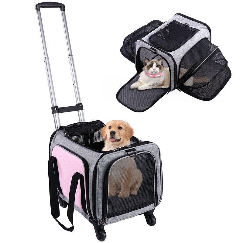 “Rolling Pet Carrier with Wheels – Foldable Airline Approved Dog & Cat Travel8