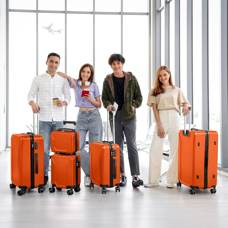 5 Piece Luggage Set with 8 Packing Cubes, Hard Shell Suitcase Set with Spinner W8