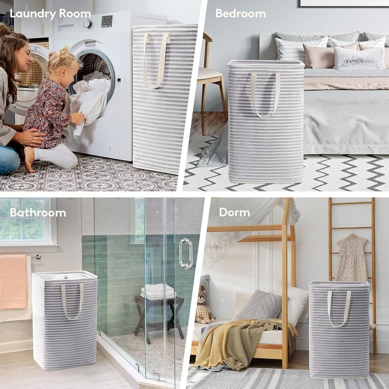 2 Pack 80L Laundry Hampers, Large Collapsible Clothes Baskets with Handles, Grey6